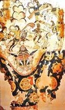 Laine tissée Égyptienne copie d'une fresque montrant Khosrô II se battant contre les Éthiopiens au Yémen, 5/6ème siècle.