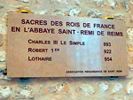 Reims basilique Saint-Remi plaque des couronnements.