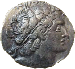 Pièce de monnaie datant de Ptolémée X ou Alexandre 1er Philométor Souverain d'Égypte qui règne de 107 à 88 av. jc
