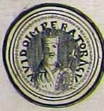 Sceau du roi Guy III de Spolète sur un papier de son couronnement, Pavie 889. Source : wiki/ Guy III de Spolète/ domaine public