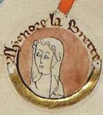 Portrait d'Aliénor de Bretagne dans un arbre généalogique du 14ème siècle consacré aux rois d'Angleterre. (Source : Aliénor de Bretagne (morte_en_1241)/ domaine public)