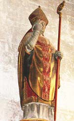 Saint Mauxe représenté en évêque à la collégiale Notre-Dame de Vernon (source : wiki/ theoliane)