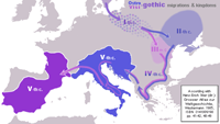 Carte des migrations et des royaumes gothiques, 1er au IV siècle (source : Spiridon Ion Cepleanu)