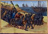 "Bataille entre Francs et Danois en 515, Jean Fouquet, Grandes Chroniques de France, Paris, Bnf."