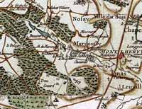 Carte de la région de Marcouſsy au 17ème siècle par Cassini.