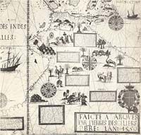Détail d'une carte de l'Australie par Desceliers 16ème siècle École de cartographie de Dieppe. Source : wiki/École de cartographie de Dieppe/ domaine public