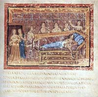 La mort de Didon, illustration d'un manuscrit de l'Énéide (v. 400).