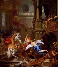 Héliodore expulsé du Temple par Gérard de Lairesse (1674). Source :wiki/Héliodore (général)/ domaine public