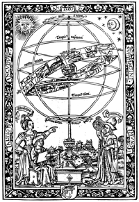 Illustration du Theoricarum novarum planetarum testus de Peuerbach, Paris, 1515. 
