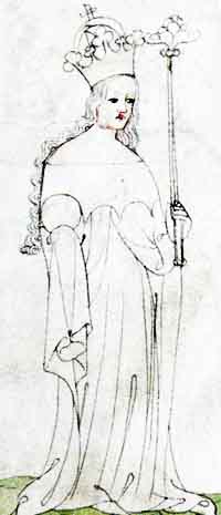 Marguerite de Brabant dans la Zbraslavská kronika. Source : wiki/Marguerite de Brabant (1276-1311)/ domaine public