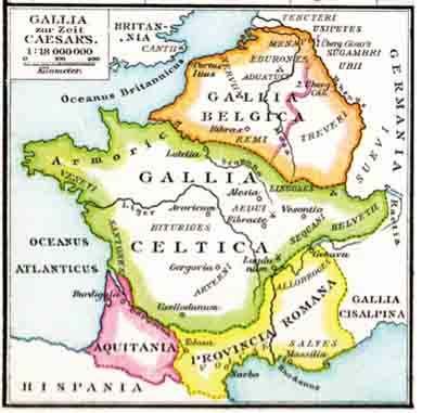 Carte de la Gaule avant la Guerre des Gaules 