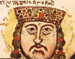 Le 136ème portrait impérial dans Mutinensis gr. 122 , représentant Romanos IV Diogène Empereur byzantin (Bibliothèque Estense, Modène, seconde moitié du 15ème siècle)