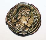 Pièce de monnaie à l'effigie de Théodose 1er Empereur romain de 379 à 395