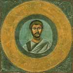 Portrait de Térence tiré du Codex Vaticanus latinus 3872 ; exécuté entre 820 et 830, d'après un modèle qui est peut-être du 5ème siècle. Source : wiki/ Térence/ domaine public