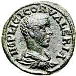 Portrait de Valérien II sur une pièce de bronze.