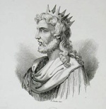 Flavius Aribert dit Aripert 1er Roi des Lombards d'Italie de 653 à 661 représenté dans une gravure de 1840.