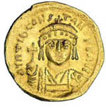 Soldius représentant Tibère II Constantin Empereur byzantin de 578 à 582
