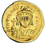 Soldius représentant Tibère II Constantin Empereur byzantin de 578 à 582 Soldius représentant Tibère II Constantin Empereur byzantin de 578 à 582