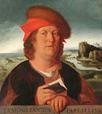 Le Louvre copie du portrait perdu par Quentin Metsys de Philippus Theophrastus Aureolus Bombastus von Hohenheim dit Paracelse, (source de la tradition iconographique de « gras » Paracelse).