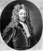 Gravure représentant Christopher Wren par John Smith d'après une peinture de 1711 de Godfrey Kneller.