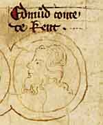 Portrait d'Edmond de Woodstock dans un arbre généalogique du 14ème siècle consacré aux rois d'Angleterre. Source : wiki/ Edmond de Woodstock/ domaine public