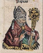 Saint Papias, d'après La Chronique de Nuremberg (1493).