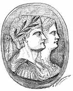 Caligula et Drusilla en 38, camée en sardoine (Bibliothèque nationale de France).