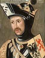 Portrait de Guillaume II de Hollande Comte de Hollande de 1234 à 1256-Roi des Romains de 1247 à 1256d'après une gravure de Philippe Galle (vers 1600). Source : wiki/ Guillaume II (comte de Hollande)/ domaine public
