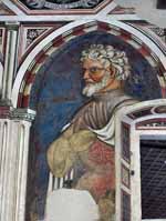 Manius Curius Dentatus représenté sur une fresque du Palazzo Trinci. 