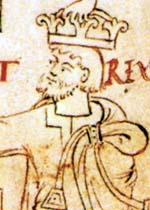 Portrait contemporain de Knut le Grand dans le Liber vitæ du New Minster de Winchester (Stowe MS 944), vers 1031.