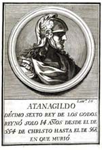 Portrait d'Athanagilde. Roi des Wisigoths d'Espagne de 554 à 567