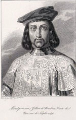 Gilbert de Bourbon dit Gilbert de Montpensier Comte de Montpensier-Dauphin d'Auvergne-Comte de Clermont-Vice-roi de Naples Gravure 19ème siècle d'après les collections du château d'Eu