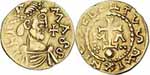 Solidus de Childebert III frappé à Marseille (656-657). BnF, monnaies, médailles et antiques. Source : wiki/Childebert III l'Adopté/ domaine public
