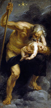 Toile du peintre belge Rubens représentant Cronos dévorant un de ses enfants