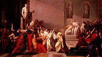 Tableau de Vincenzo Camuccini : La mort de Jules César en 1798