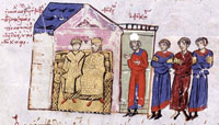 Michael III avec sa mère Théodora et le logothète Théoctiste (extrait de Histoire de John Skylitzes)