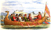 Edgar remonte la Dee à bord d'une barge dont huit rois forment l'équipage (illustration de James William Edmund Doyle, 1864).