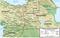 Carte de la frontière byzanto-persane, où Cours passe sa carrière militaire.