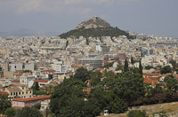 Vue d'Athènes depuis l'Acropole (au fond le mont Lycabette).