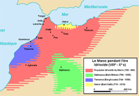 Carte de l'Empire Idrisside, montrant son extension maximale au début du 9ème siècle