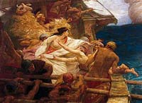 La Toison d'Or d'Herbert James Draper (1904) : Médée jette son frère à la mer pour se noyer afin que son père relâche sa poursuite assez longtemps pour qu'elle puisse s'échapper avec la toison d'or.