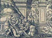 L'accouchement d'Alcmène, gravure pour le livre IX des Métamorphoses d'Ovide (1581)