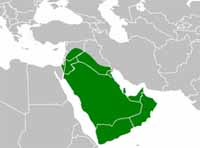 L'empire du califat d'Abou Bakr à son apogée, en 634. Source : wiki/Abou Bakr As-Siddiq/ domaine public