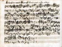 Une des pages d'orgue de l'« Harmonische Seelenlust » de Kauffmann (publié à Leipzig entre 1733 et 1736).