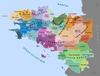 Carte des pays traditionnels bretons. 