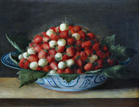 Jatte de fraises de Sébastien Stoskopff vers 1620, (Musée de l'œuvre Notre-Dame de Strasbourg)
