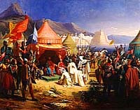 Bertrand de Saint-Gilles recevant la soumission du cadi Fakhr al-Mulk ibn-Ammar après la prise de la ville de Tripoli, tableau commandé par Louis-Philippe pour le musée historique de Versailles en 1838, exécuté en 1842 par Alexandre-Charles Debacq
