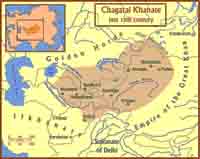 Le khanat de Djaghataï à la fin du 13ème siècle. Source : wiki/Khanat de Djaghata/ licence : CC BY 3.0