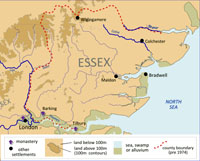 Carte de l'Essex à l'époque anglo-saxonne.