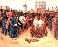 Robert le Petit ou Robert le Bougre Inquisiteur général sur son cheval lors d'une mise au bucher d'hérétiques